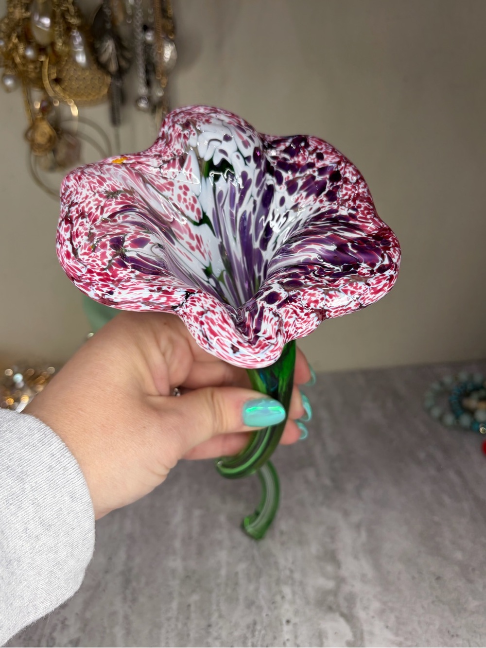Hand Blown Luke Adams Glass Flower Decor Flowers Art Colorful